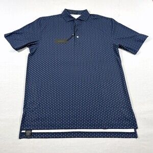 Turtleson Barron Performance Polo Shirt Mens Navy Martini Glass Print Sz M NWT